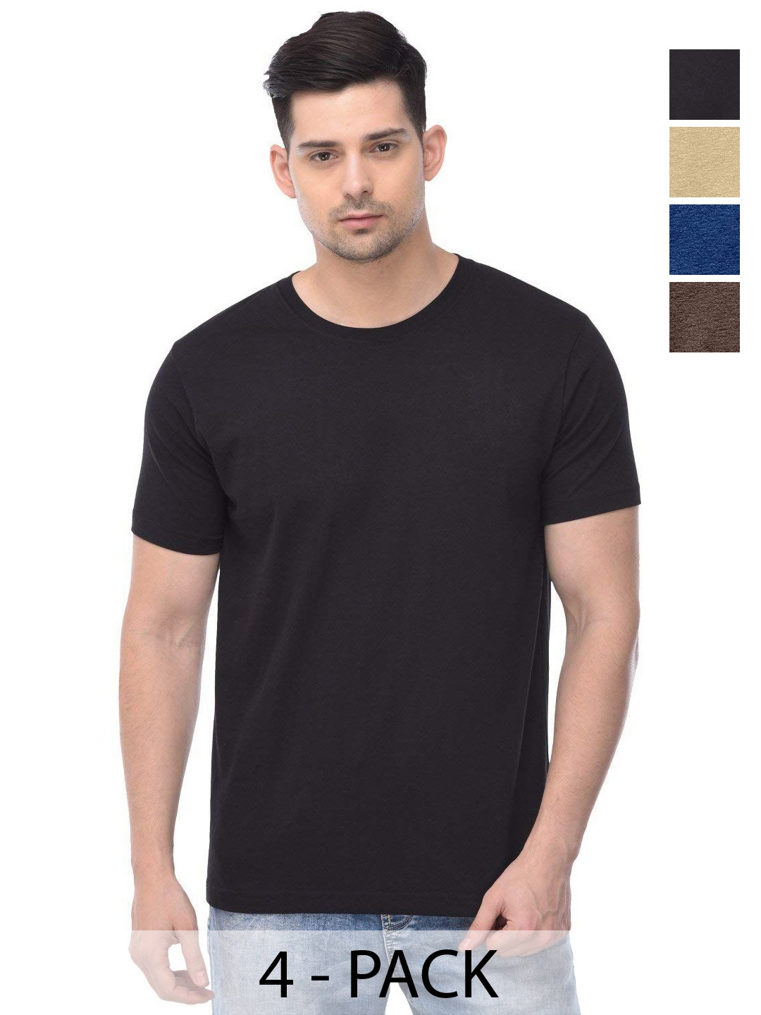 

COLOR CAPITAL Unisex Pack Of 4 Cotton T-Shirts, Na