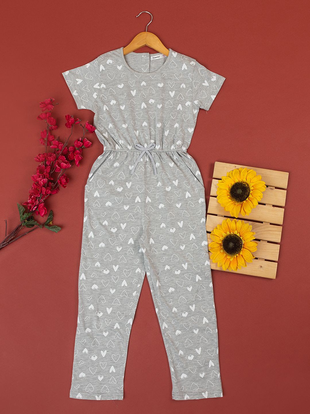 

PAMPOLINA Girls Printed Basic Jumpsuit, Grey