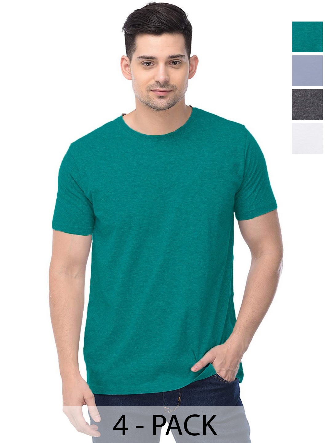 

COLOR CAPITAL Unisex Pack Of 4 Cotton T-Shirts, Red