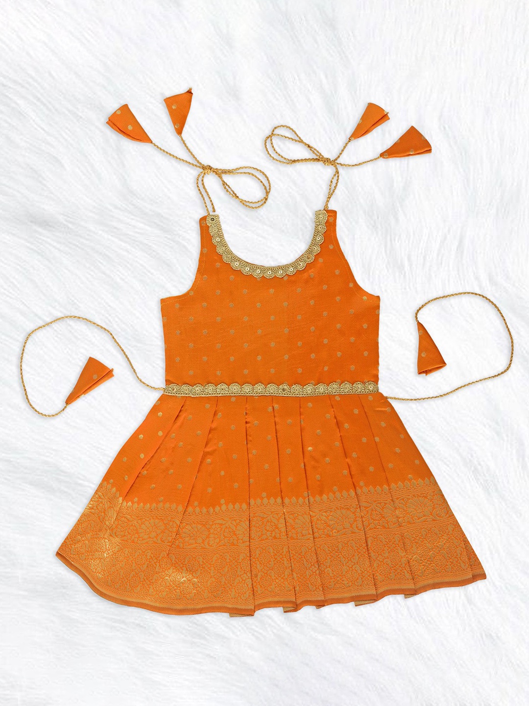 

UFB Polka Dot Print Jacquard Fit & Flare Dress, Orange