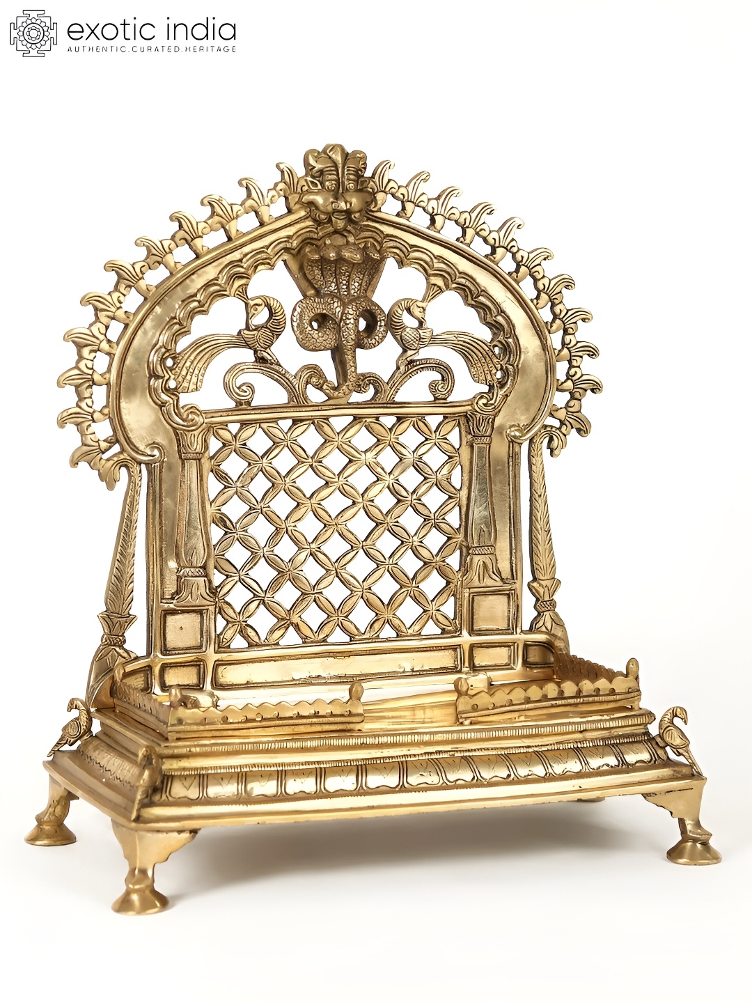 

Exotic India 13" Kirtimukha Throne for Your Favourite Deity in Brass, Gold
