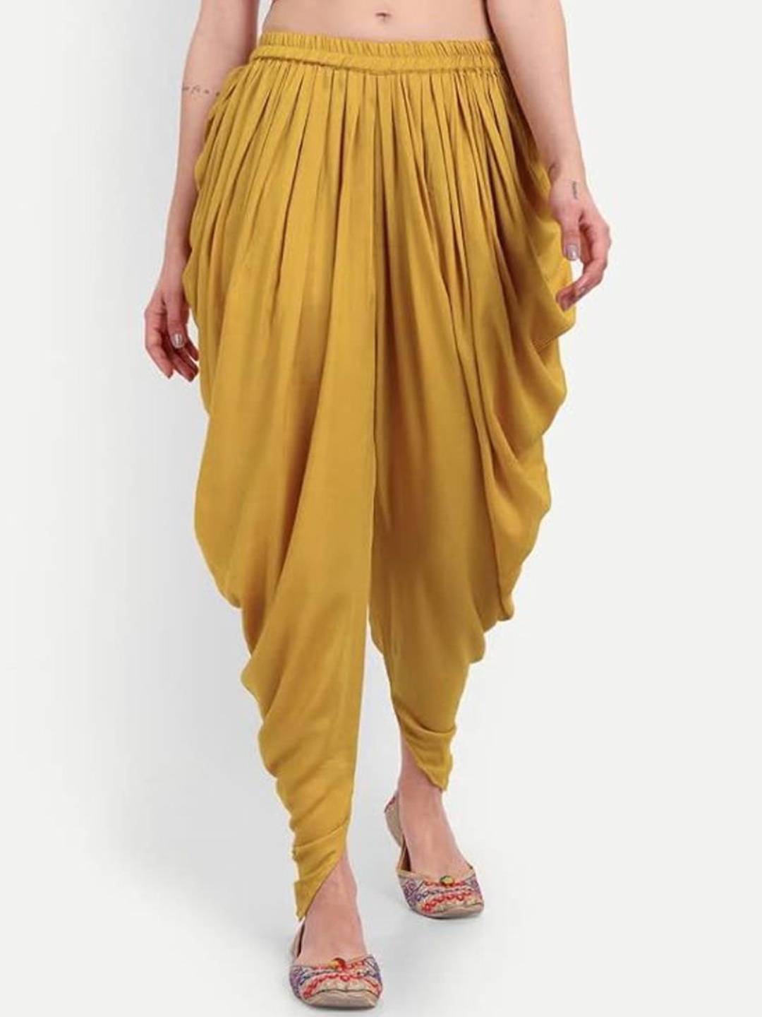 

MIRAYYA Women Pleated Dhoti Pants, Mustard