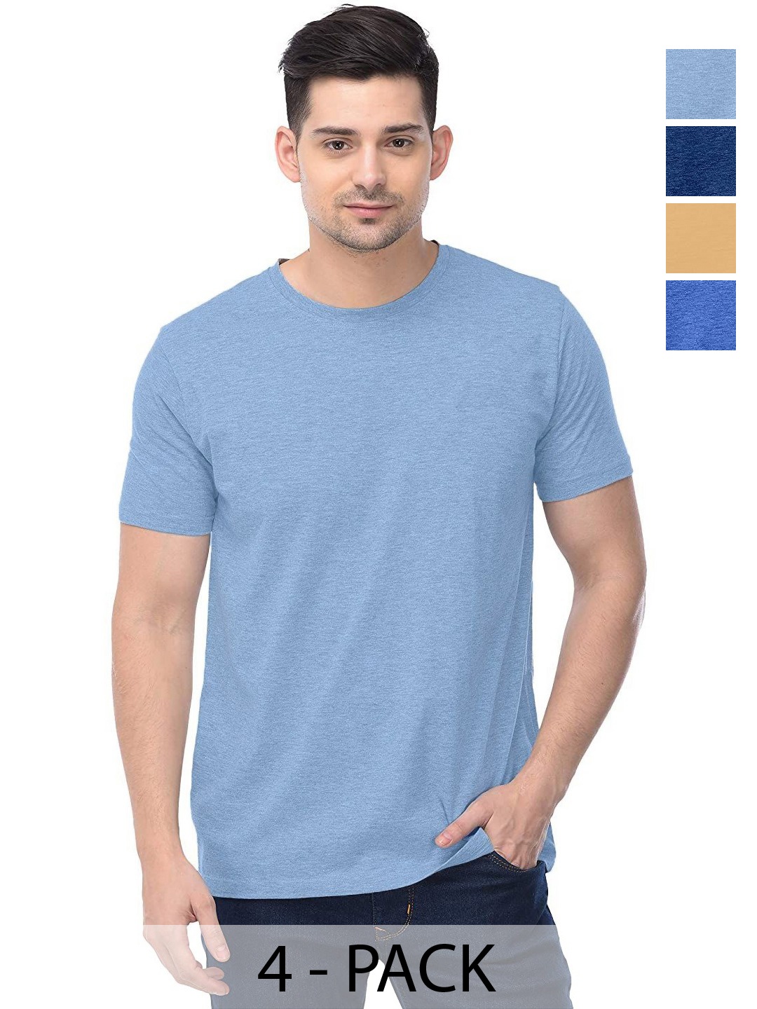 

COLOR CAPITAL Unisex Pack Of 4 Cotton T-Shirts, Yellow
