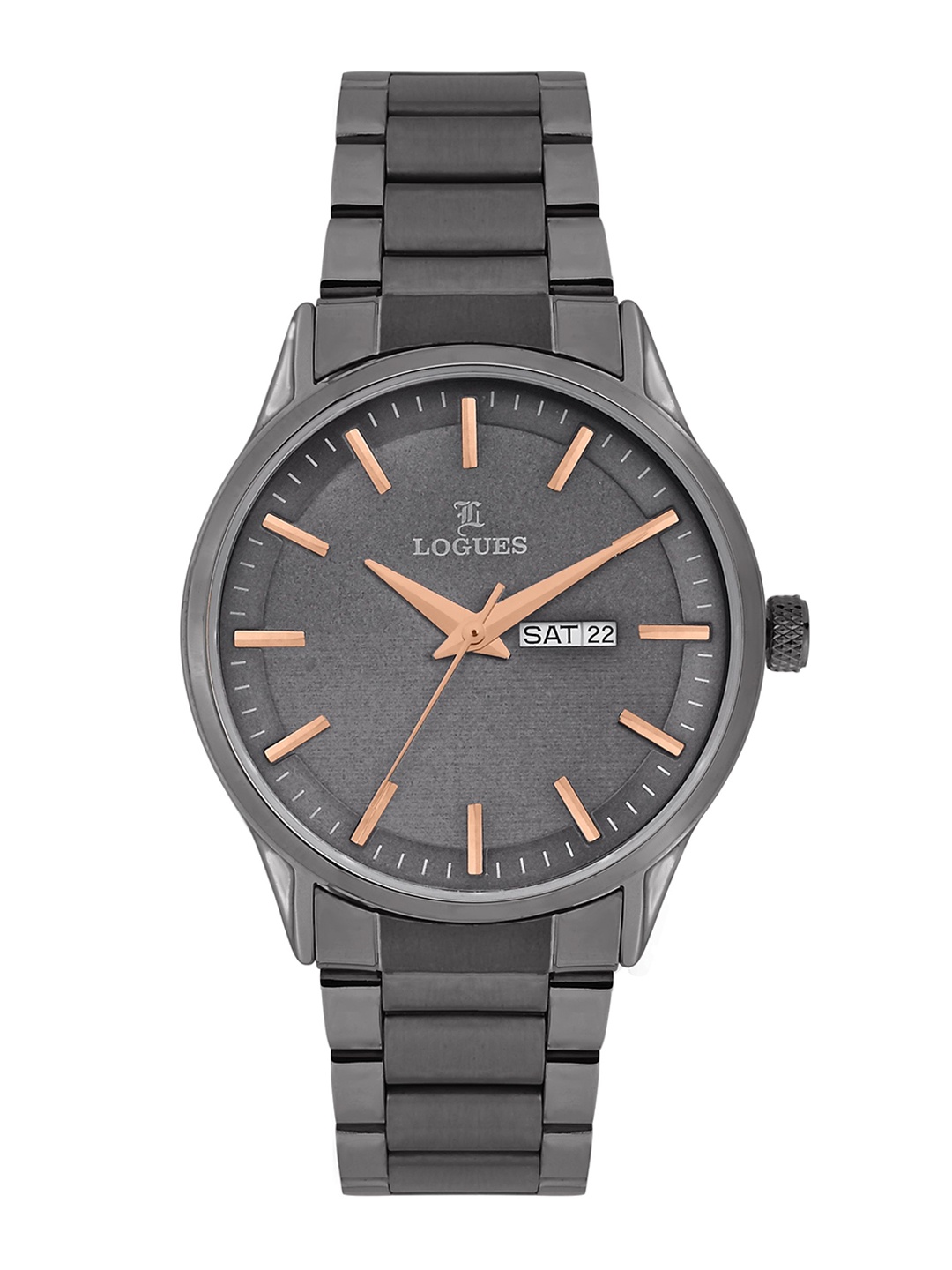 

L LOGUES Men Brass Dial & Bracelet Style Straps Analogue Watch G 4143 QMD-27, Grey