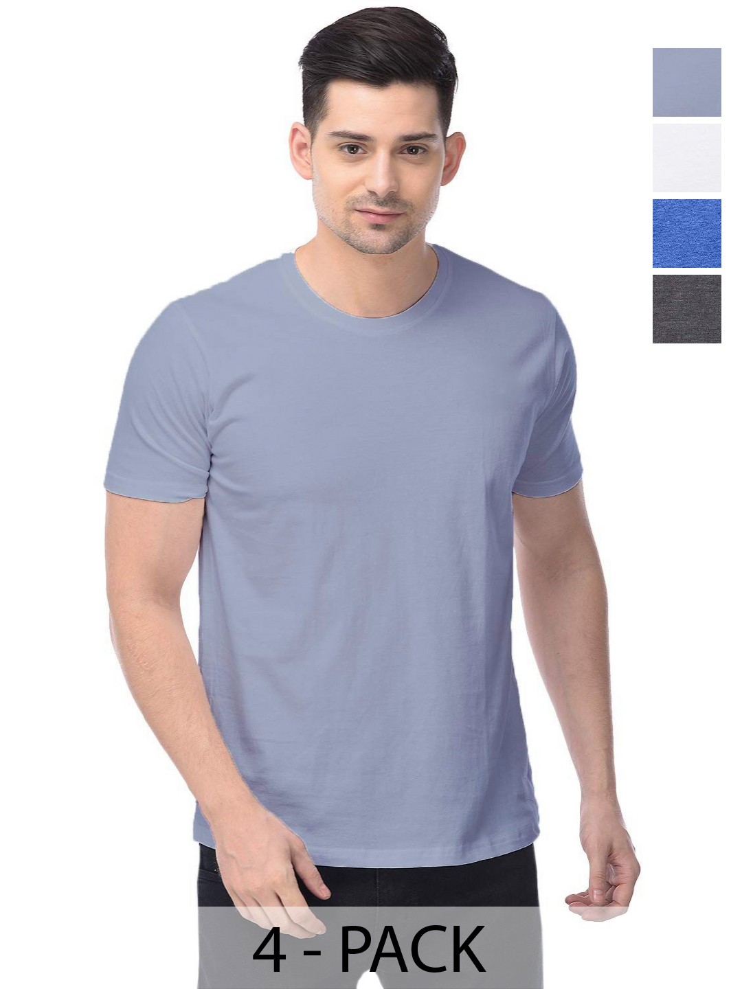 

COLOR CAPITAL Unisex Pack Of 4 Solid Round Neck Cotton T-shirts, White