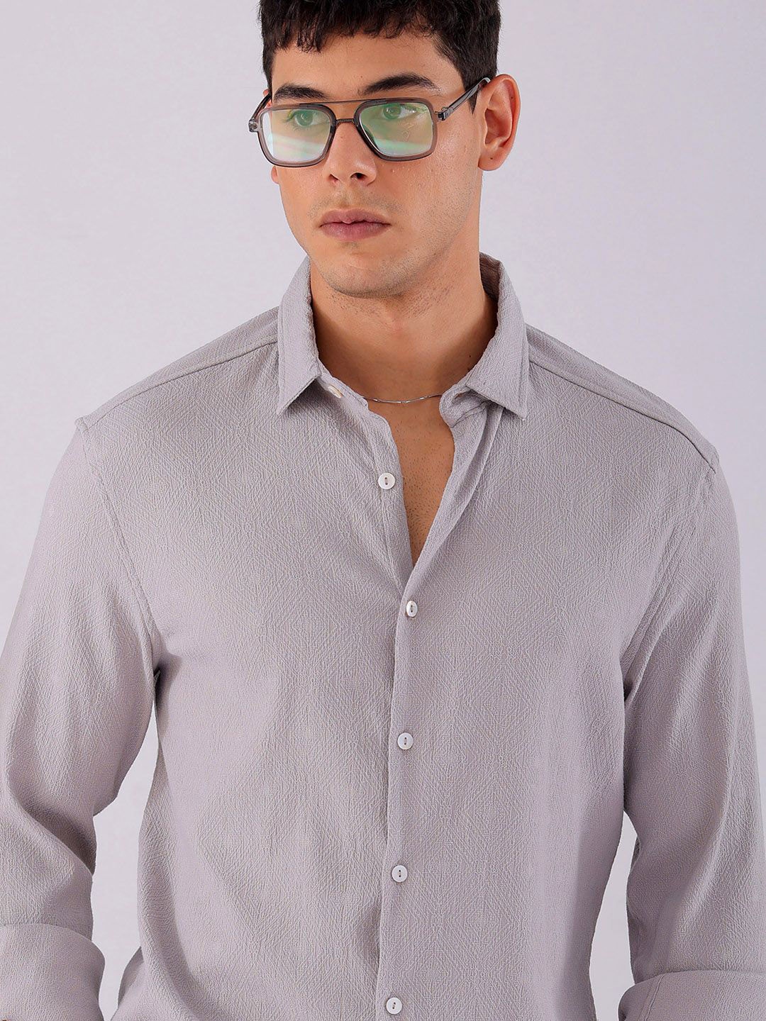 

The Indian Garage Co Men Slim Fit Textured Jacquard Resortwear Shirt, Pink