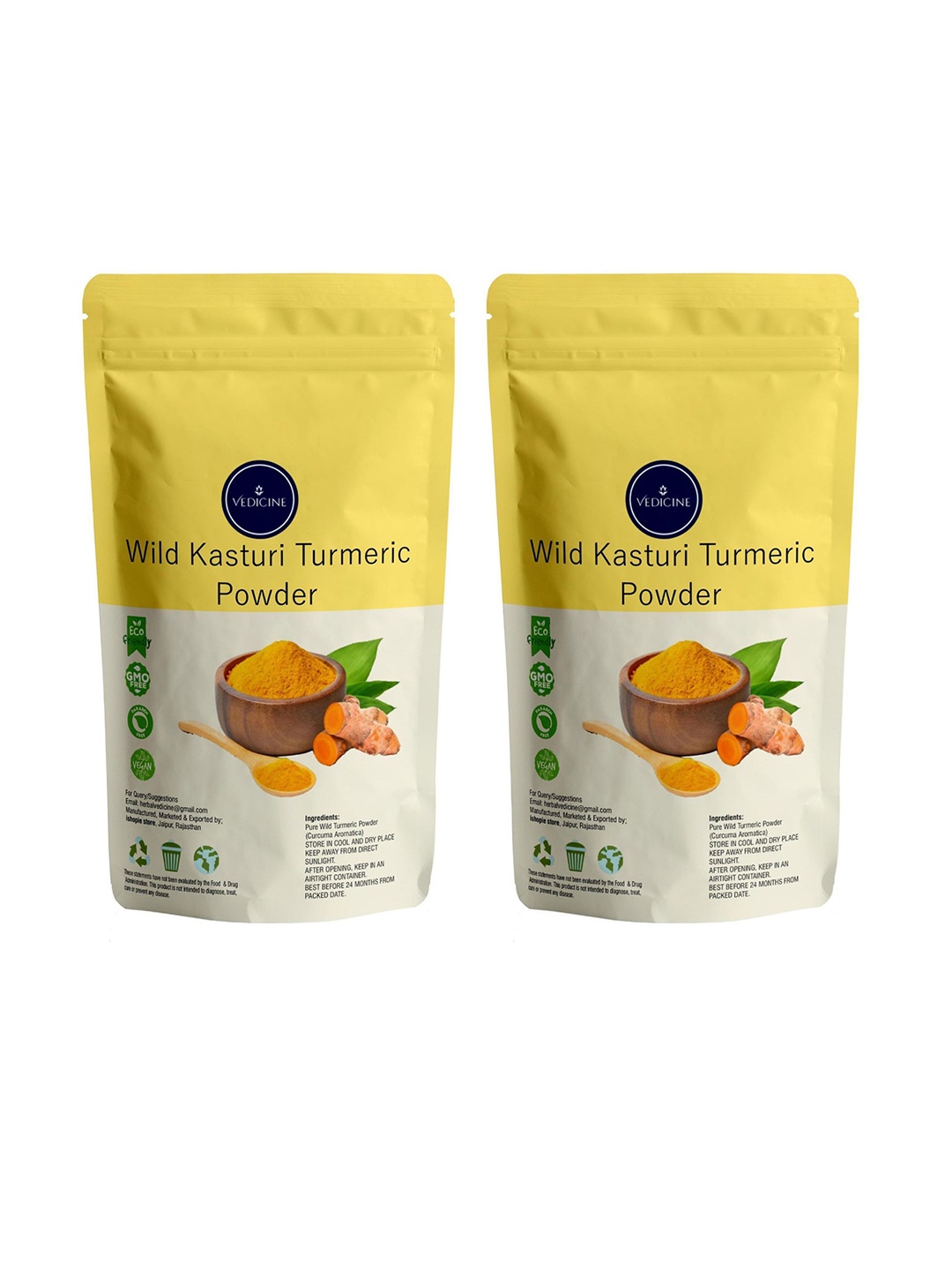 

VEDICINE Set Of 2 Wild Turmeric Powder Face Pack 100 g Each, Yellow