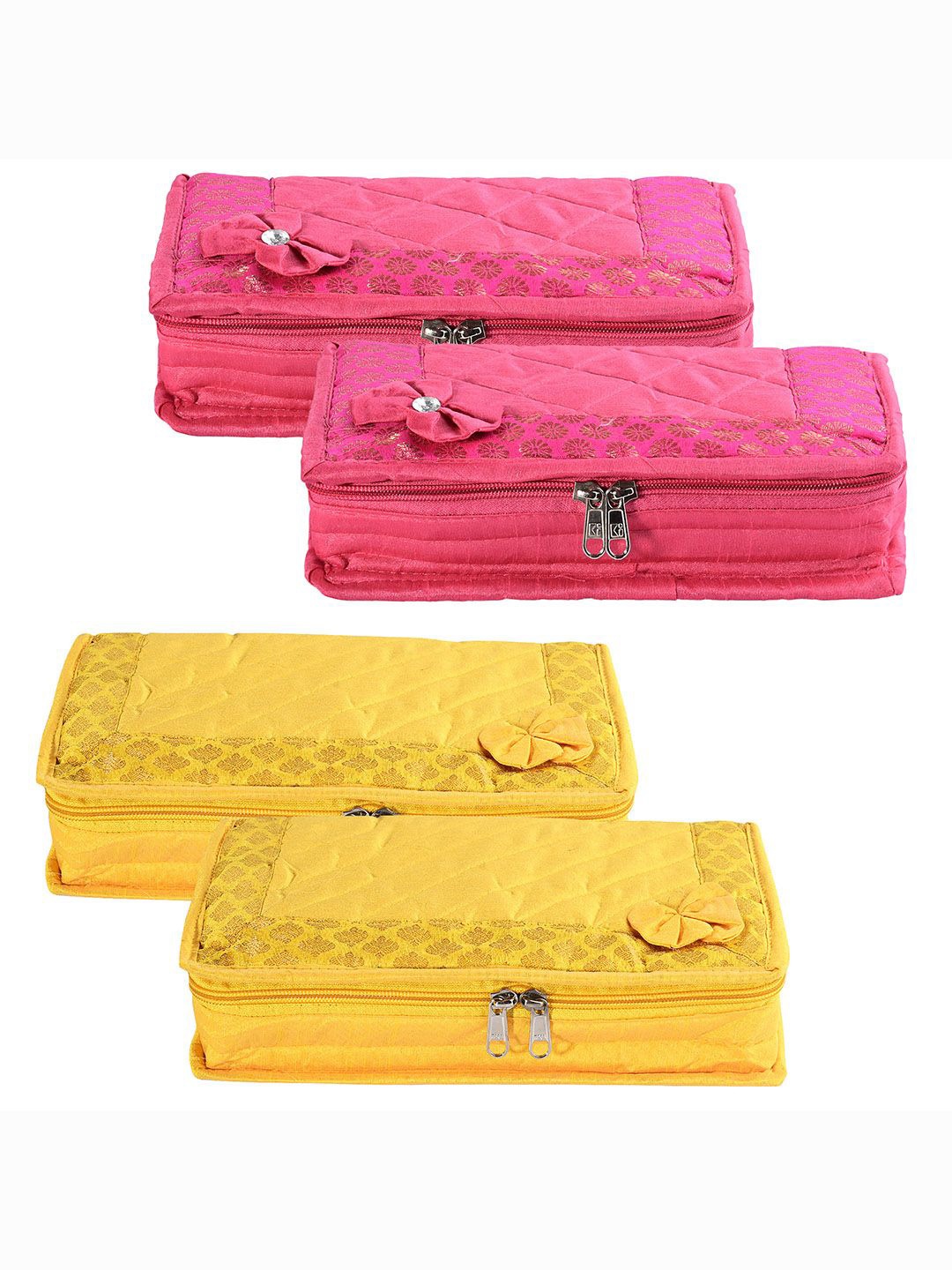 

Kuber Industries Yellow & Pink 4 Pieces Jewellery Organisers