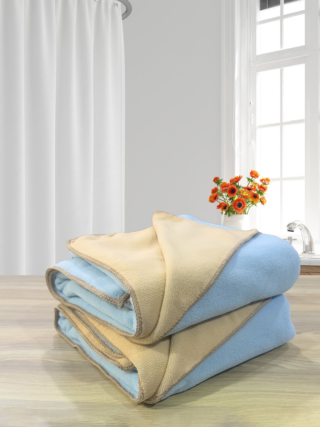 

LABHAM Blue & Beige 2 Pieces 450 GSM Bath Towel