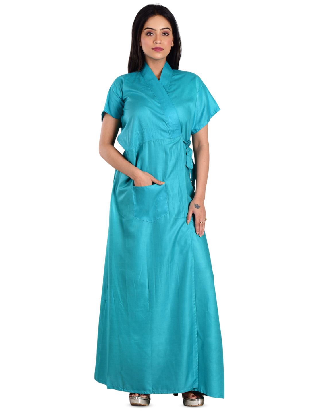 

DUI KONNA Short Sleeves Maxi Dress With Pocket, Sea green