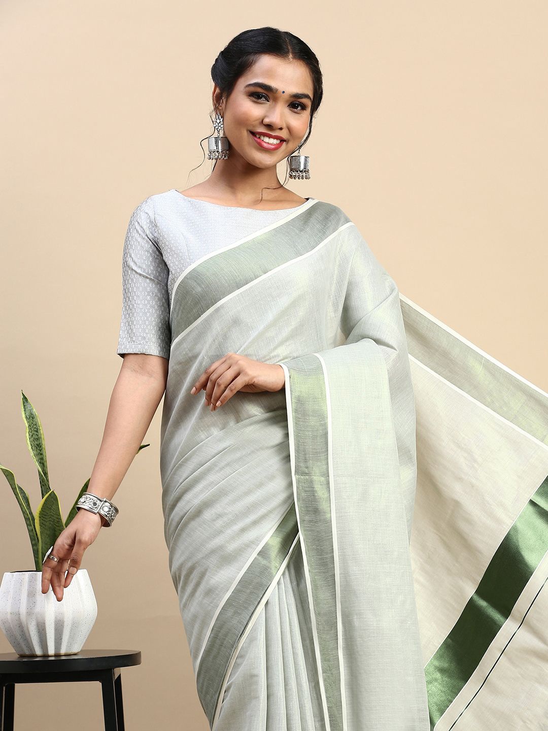

Ramraj Zari Pure Cotton Saree, Green