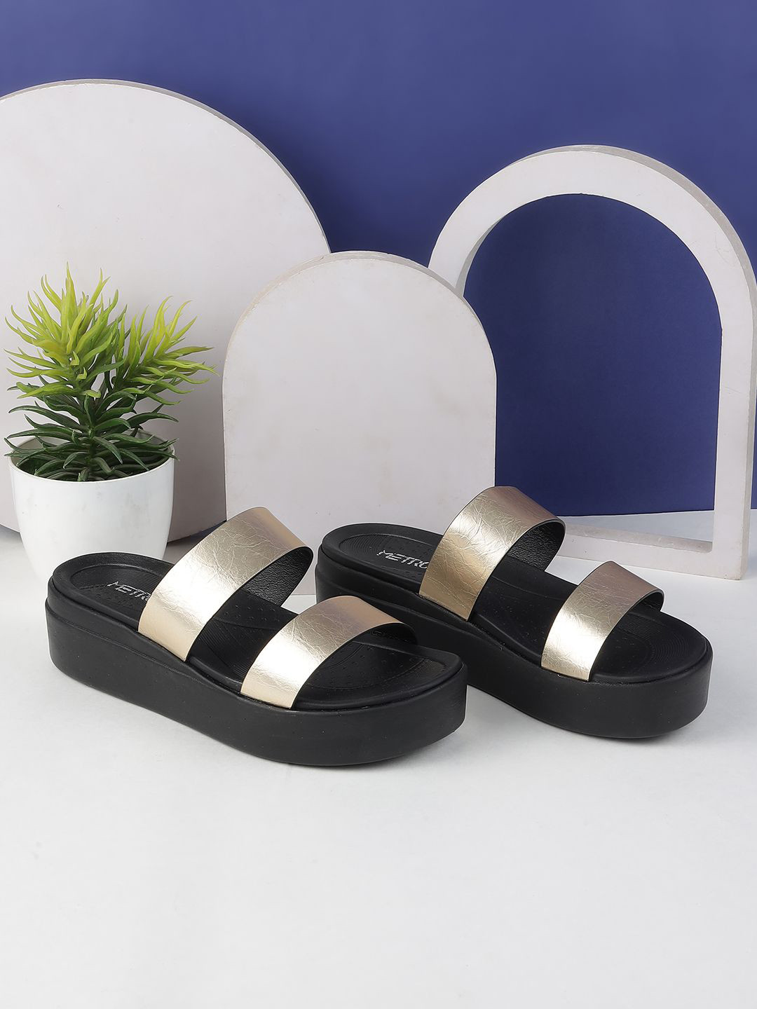 

Metro Synthetic Platform Heel Sandals, Gold