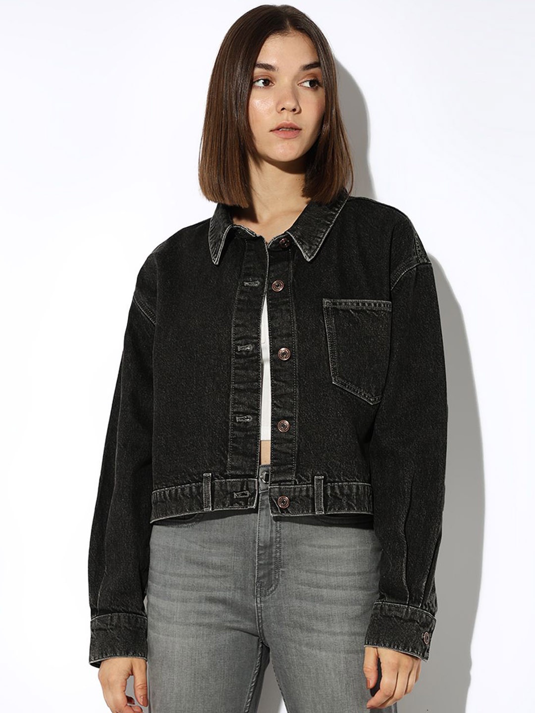 

ONLY Women Washed Denim Jacket, Black