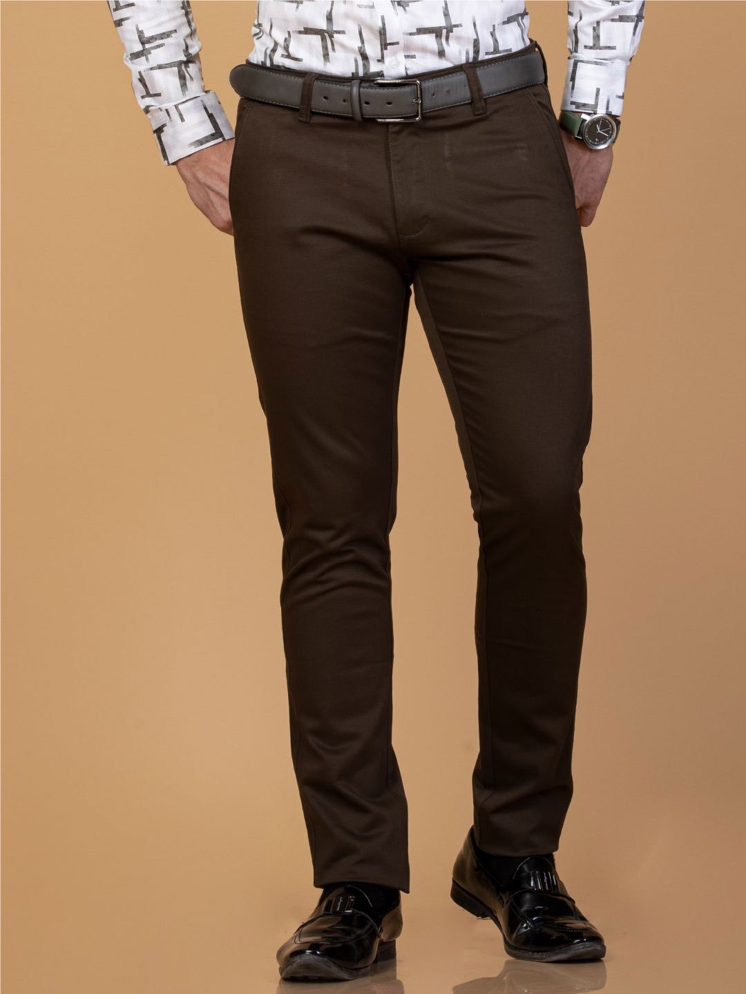 

Monterrey SF Men Smart Slim Fit Easy Wash Trousers, Olive