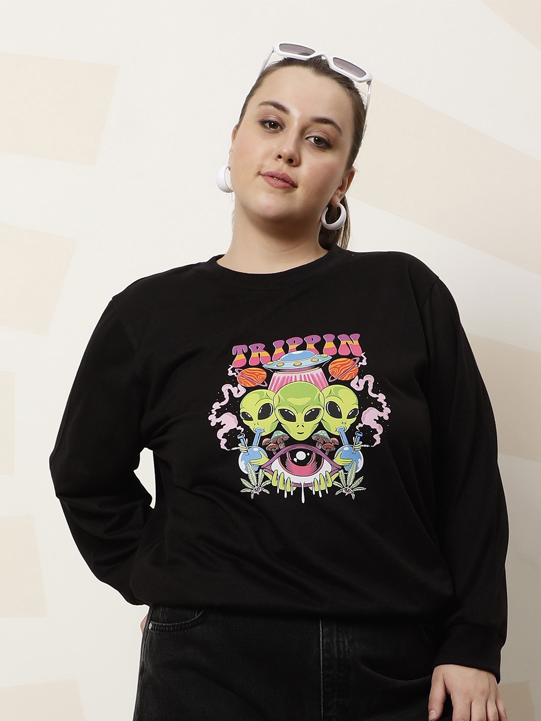 

Athena Ample Women Printed Sweatshirt, Black