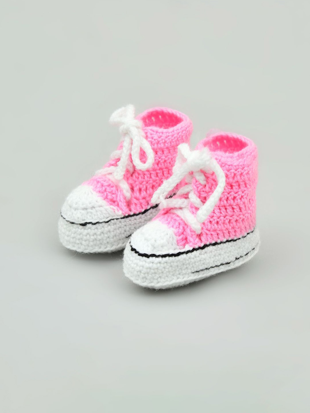 

FUNKRAFTS Girls Pure Wool Handmade Crochet Booties, Pink