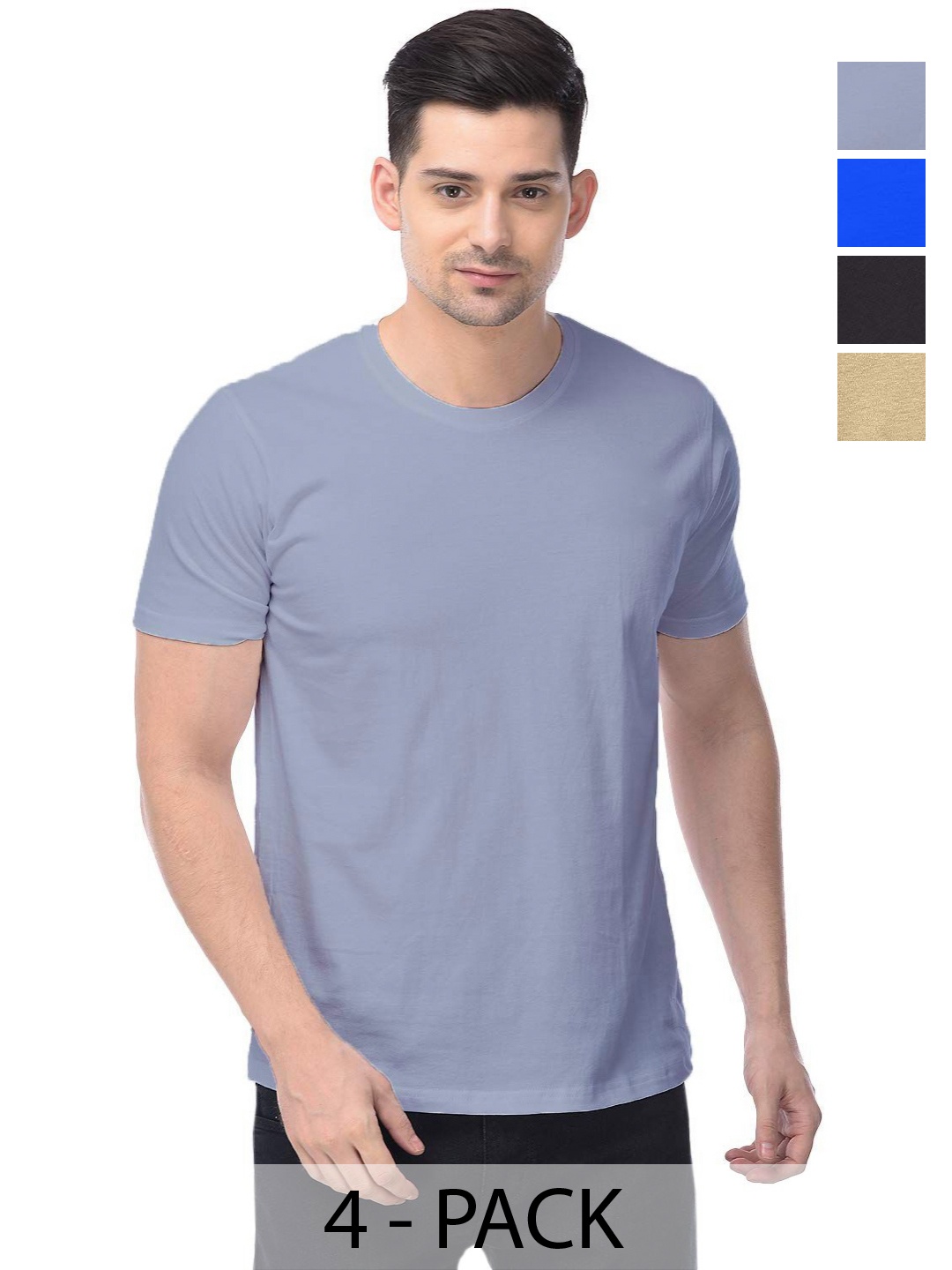 

COLOR CAPITAL Unisex Pack Of 4 Cotton T-Shirts, Na