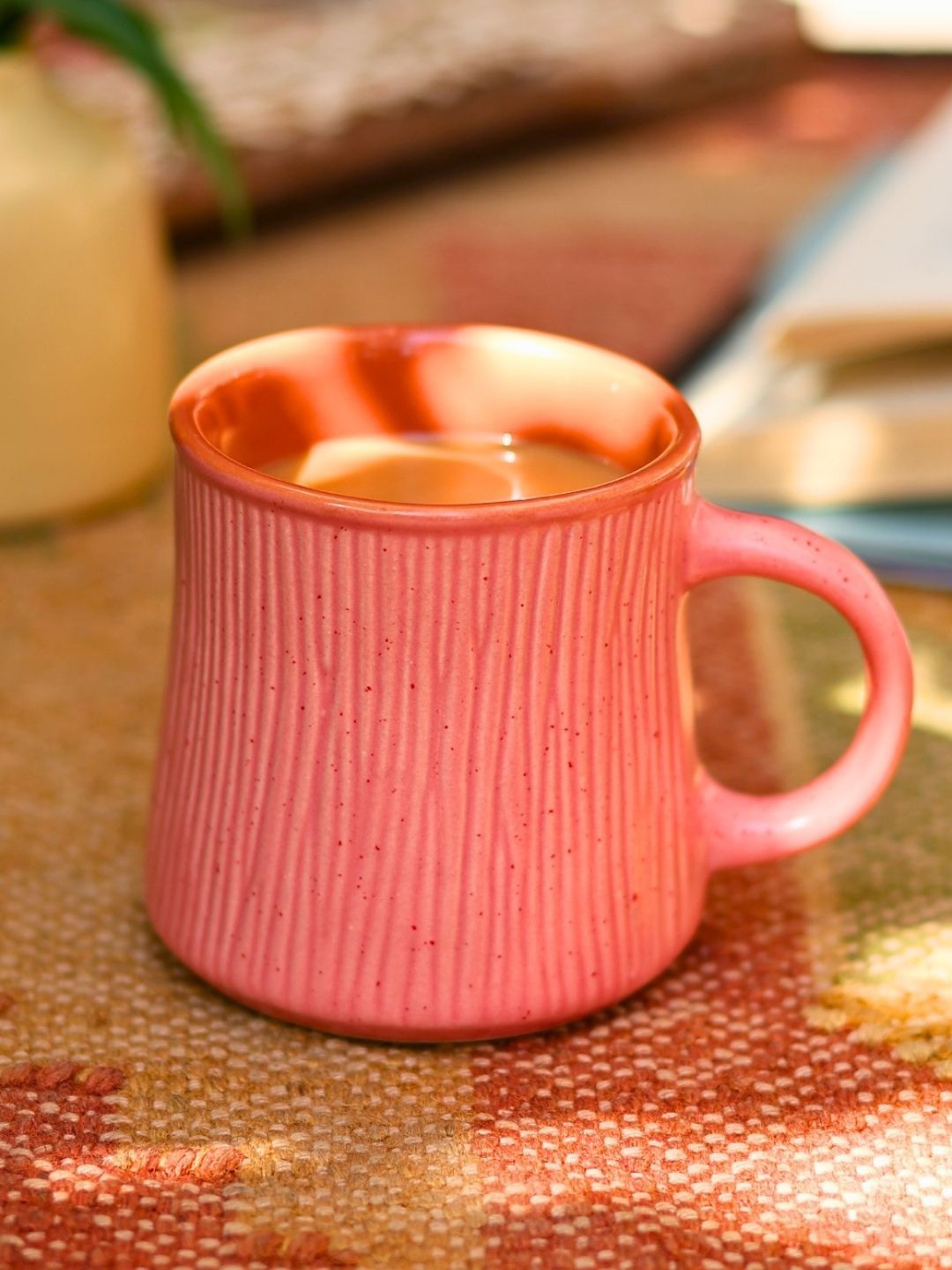 

WEAVING HOMES Pink Textured Ceramic Matte Cups 180 ml