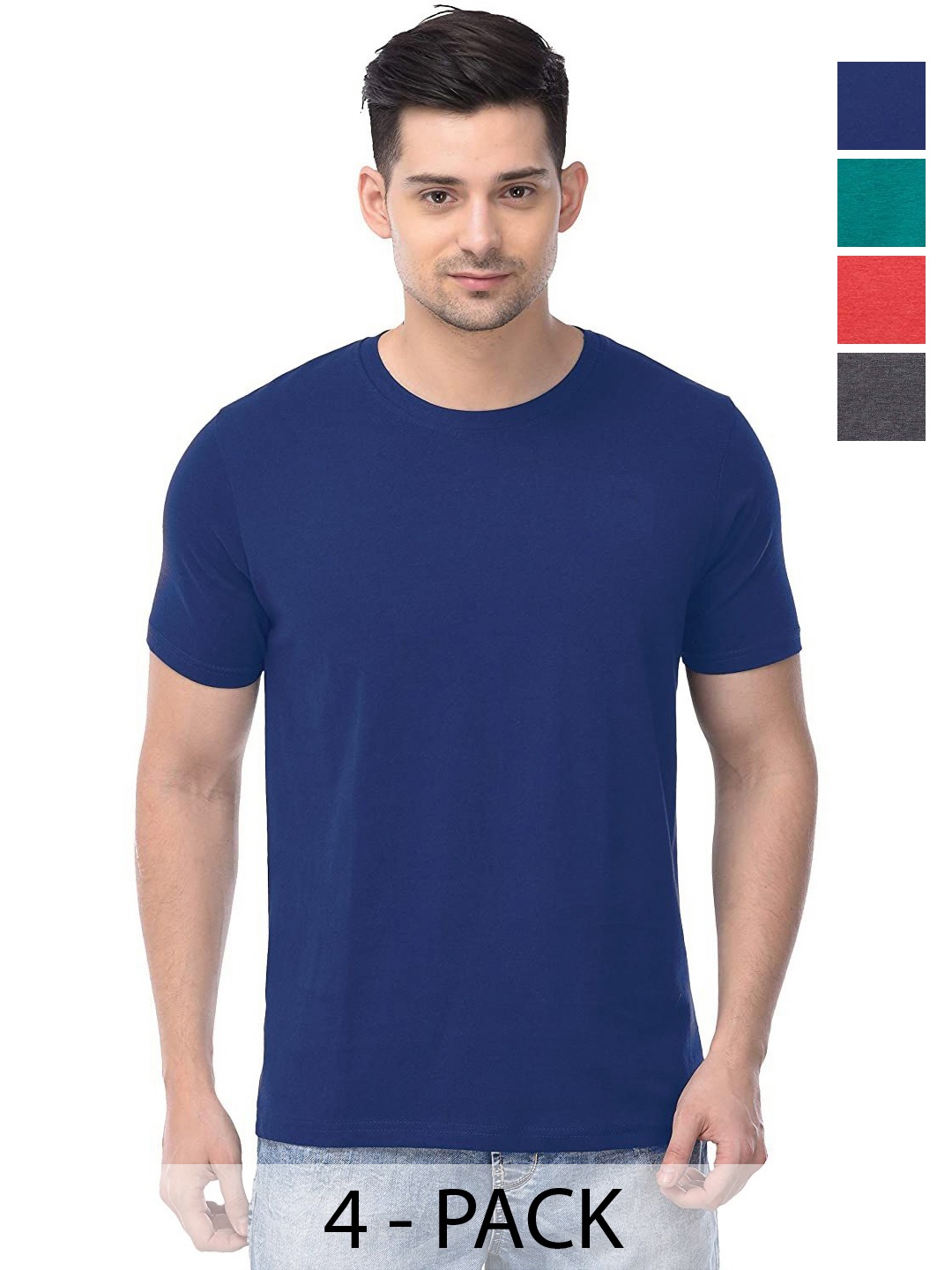 

COLOR CAPITAL Unisex Pack Of 4 Cotton T-Shirts, Na
