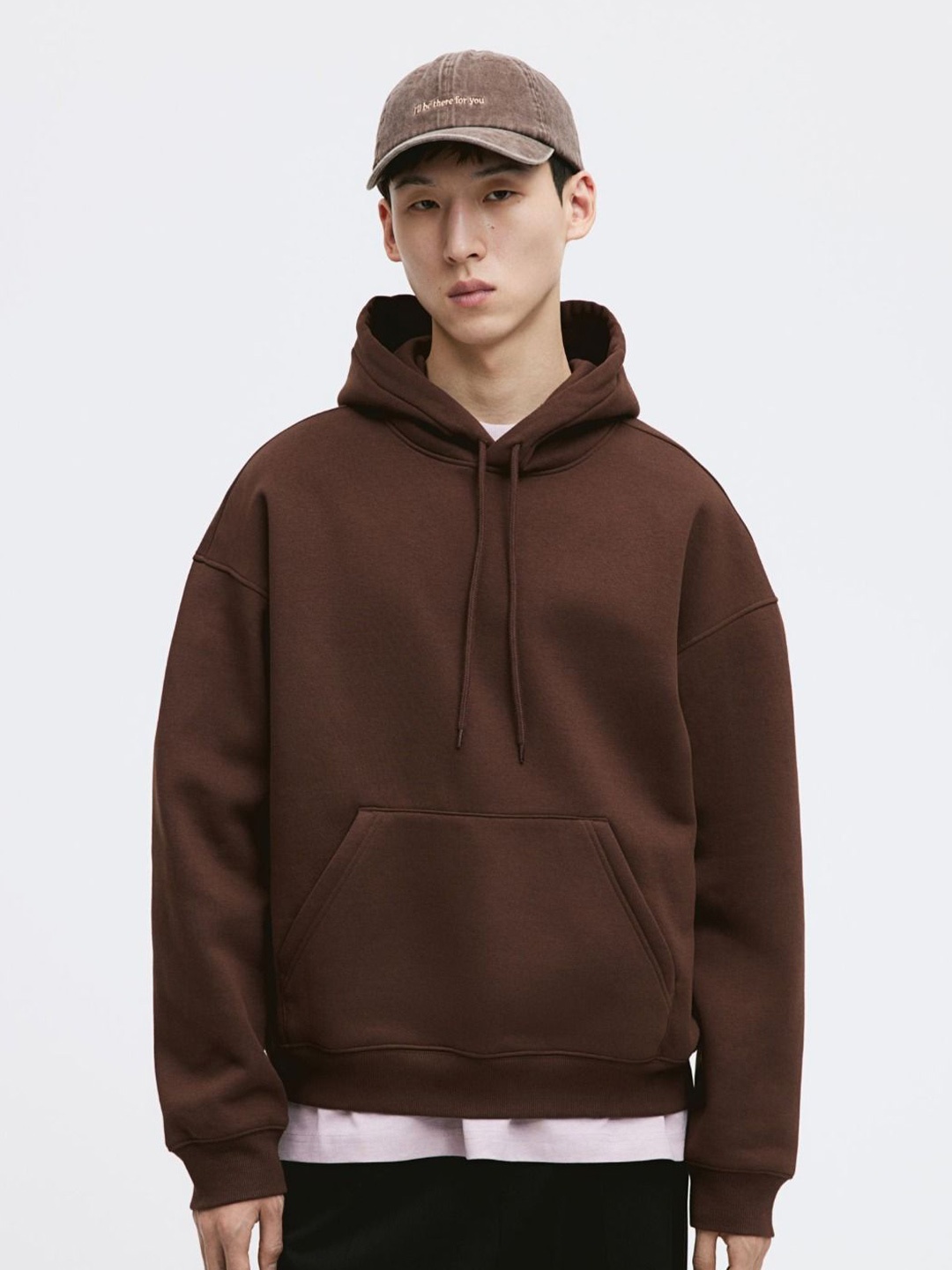 

MISCHIEF MONKEY Men Solid Oversized Hooded Sweatshirt, Brown