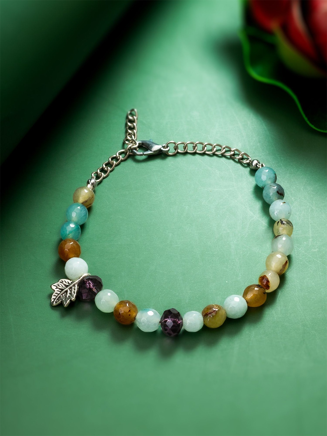 

aadita Silver Beaded Charm Bracelet