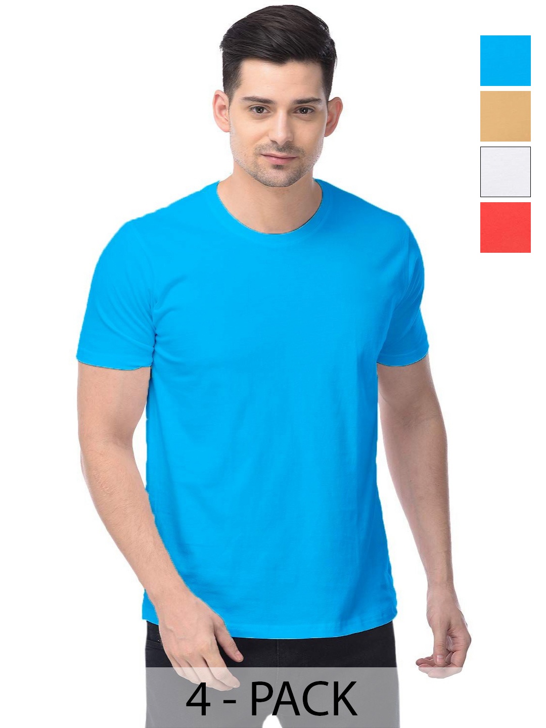 

COLOR CAPITAL Unisex Pack Of 4 Cotton T-Shirts, Na
