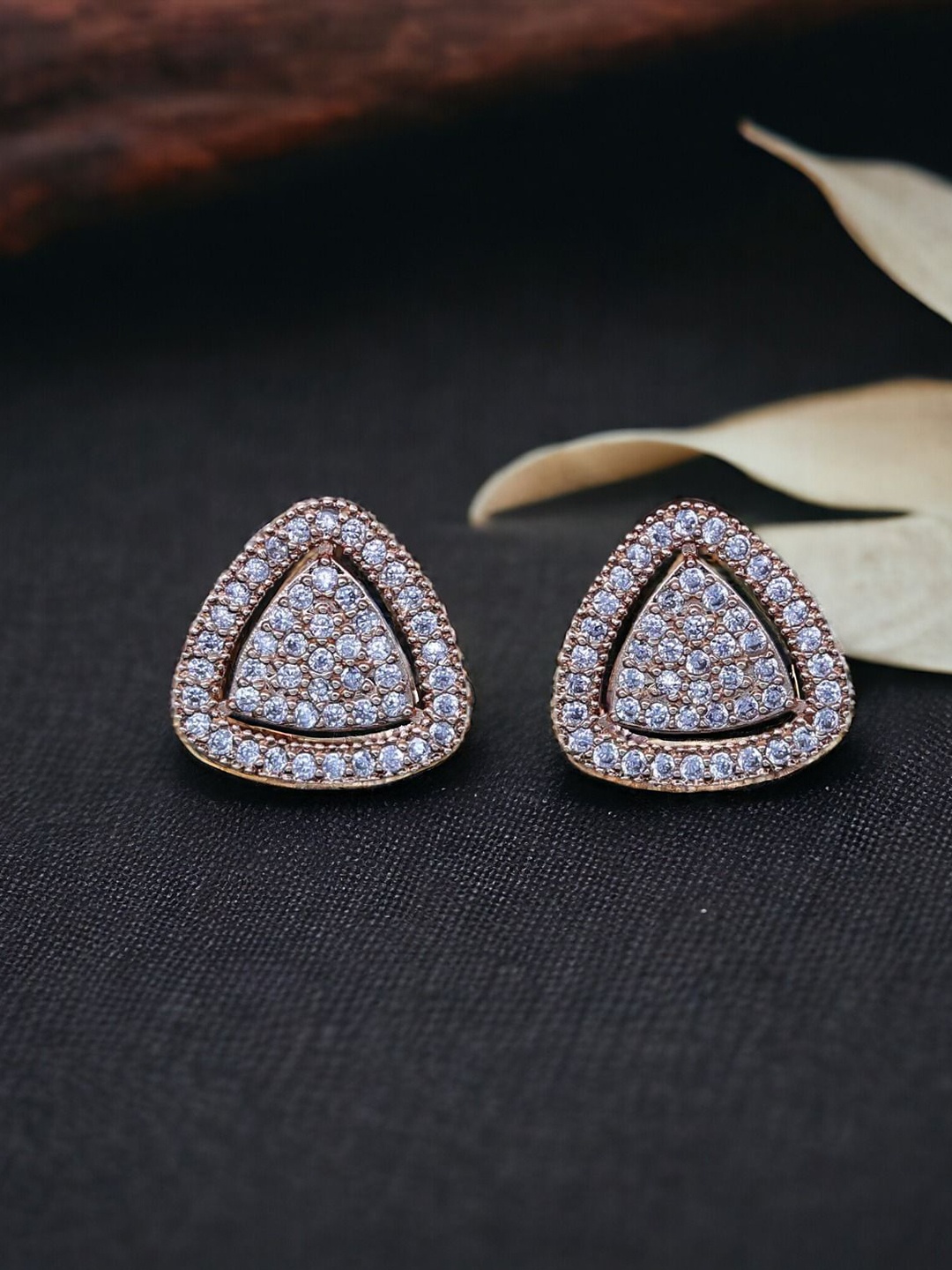

The Pari Gold-Plated American Diamond Studded Contemporary Studs Earrings
