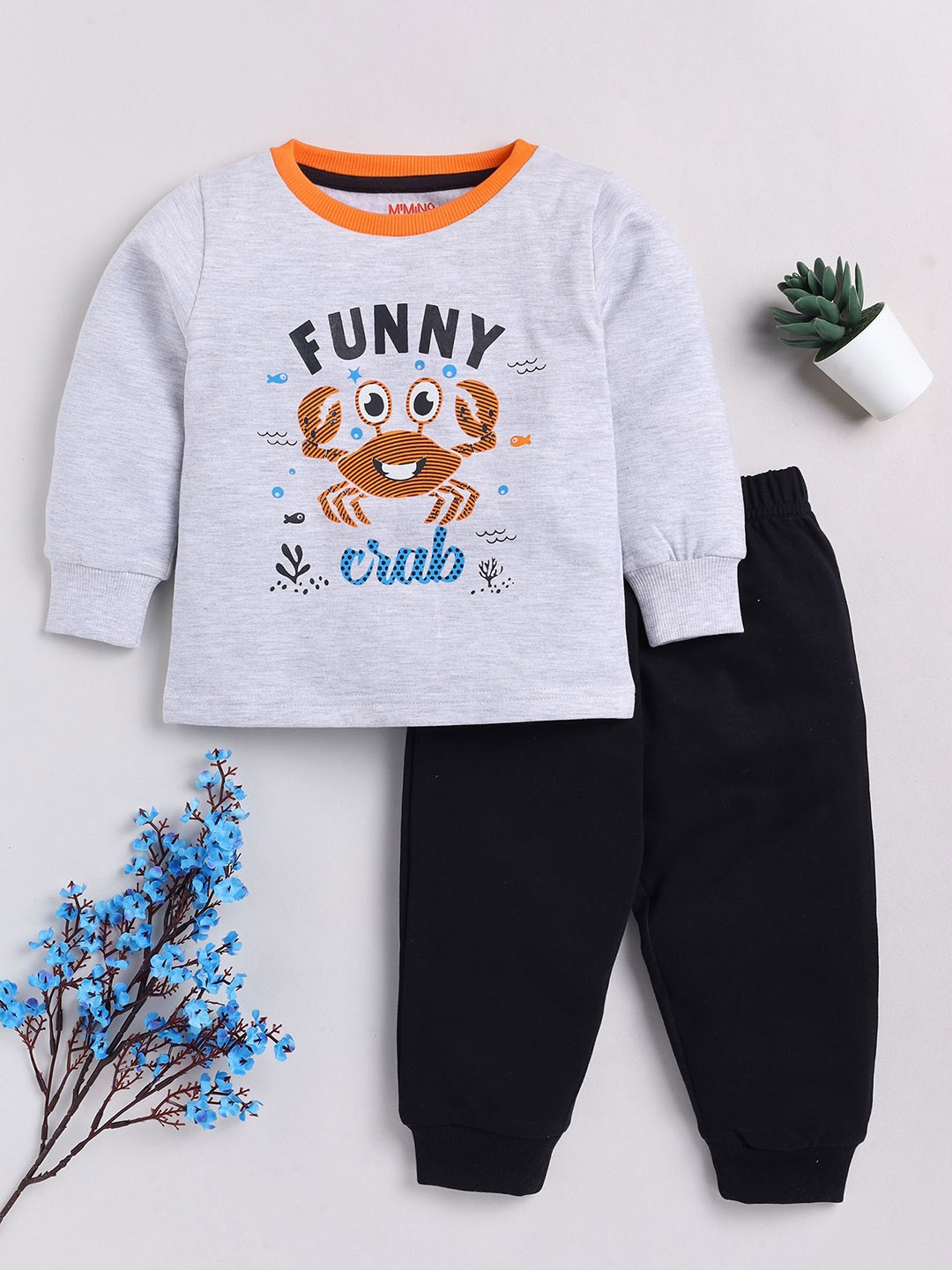 

MIMINO Infants Printed Cotton Tracksuit, Grey
