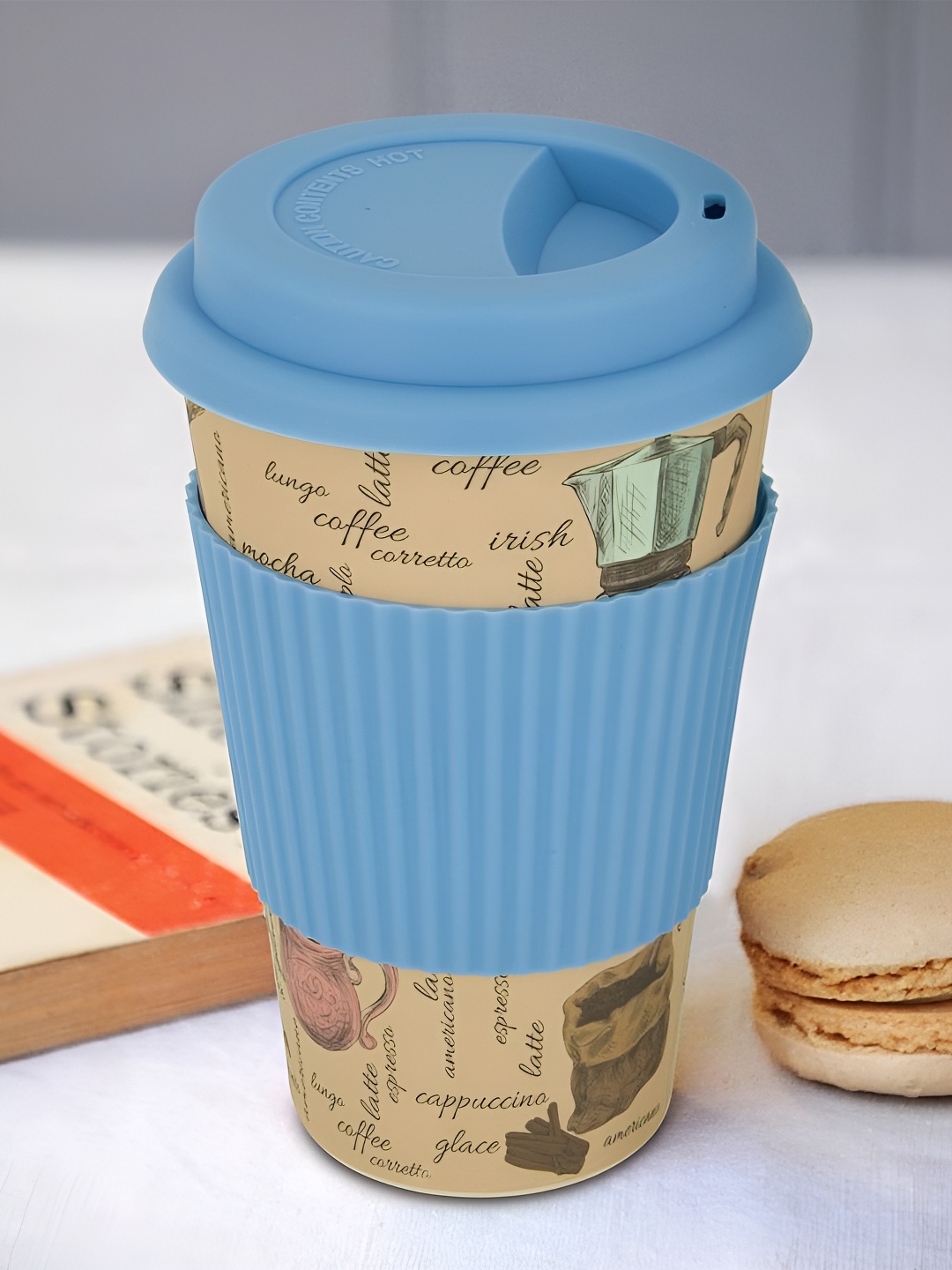 

Freelance Blue & Cream 2 Pieces Typography Bamboo Travel Cups And Mugs