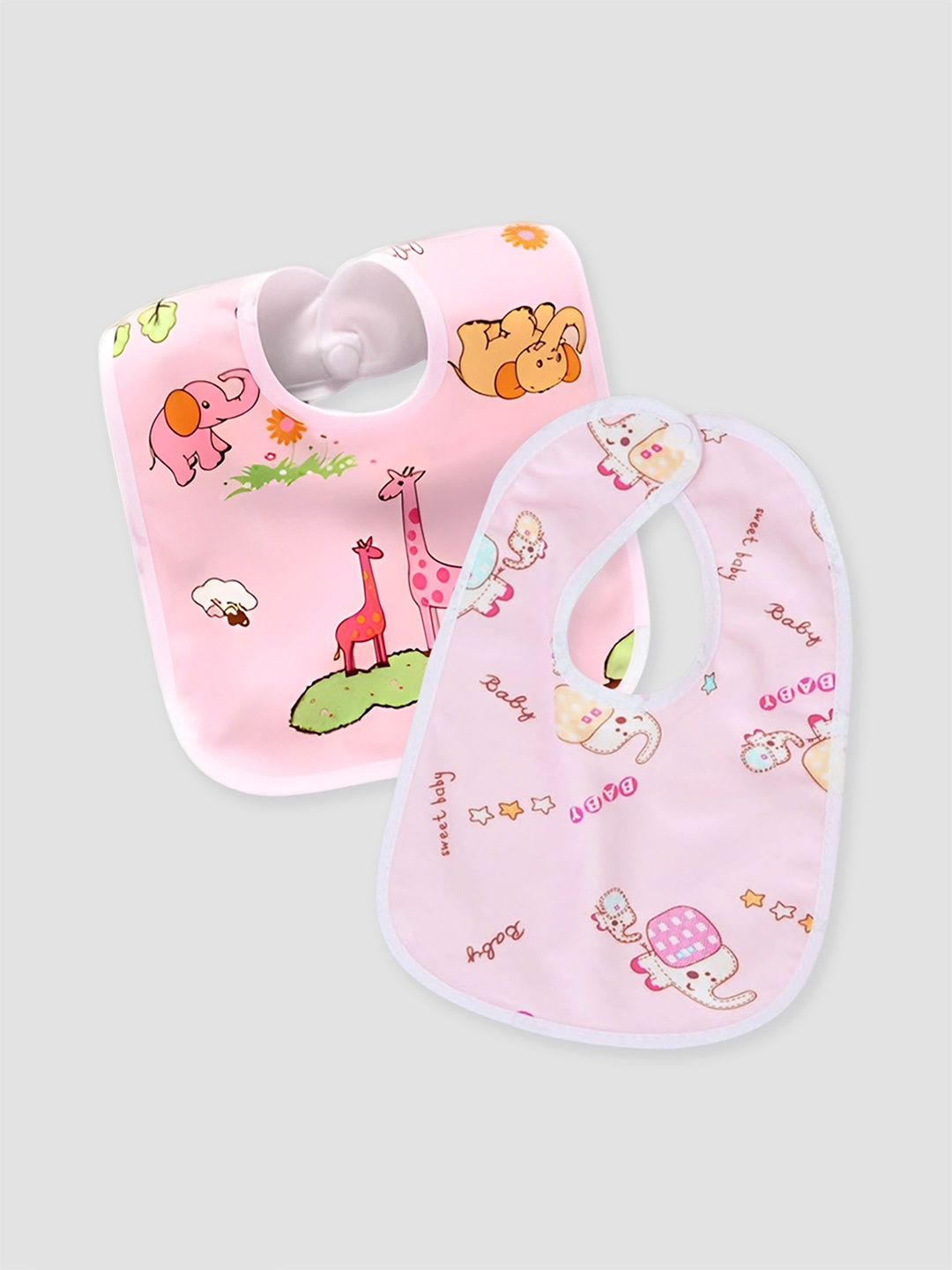 

Kidbea Infants Pack Of 2 Printed Waterproof Cotton Bibs, Pink