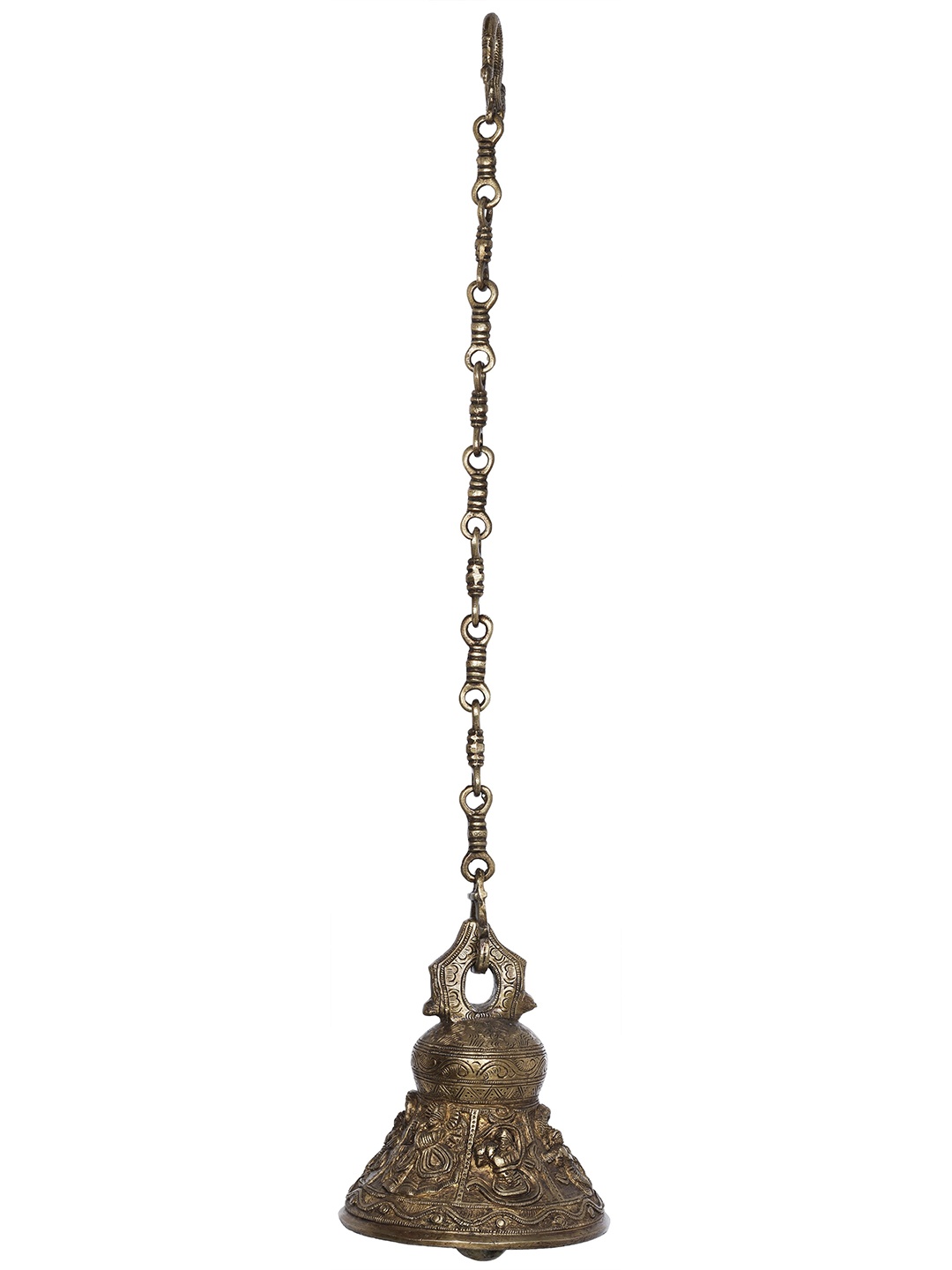 

Exotic India 7" Shri Krishna Lila Ceiling Bell in Brass, Metallic