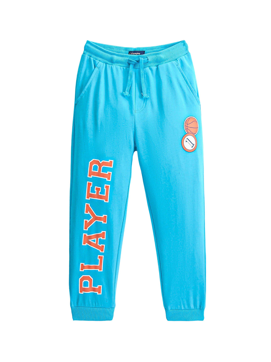 

Honeyhap Boys Typography Printed Pure Cotton Joggers, Blue