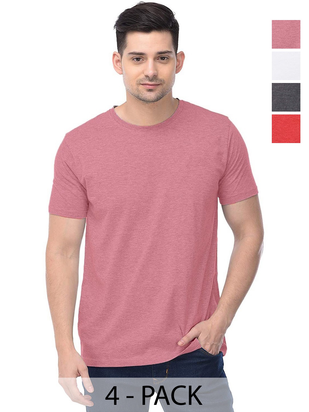 

COLOR CAPITAL Unisex Pack Of 4 Cotton T-Shirts, Peach