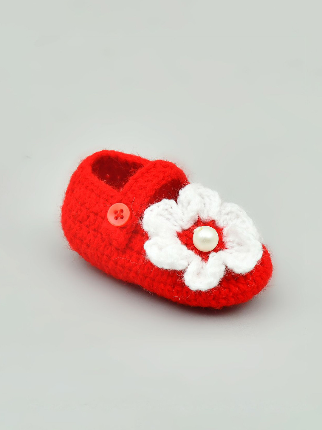 

FUNKRAFTS Girls Embellished Pure Wool Booties, Red