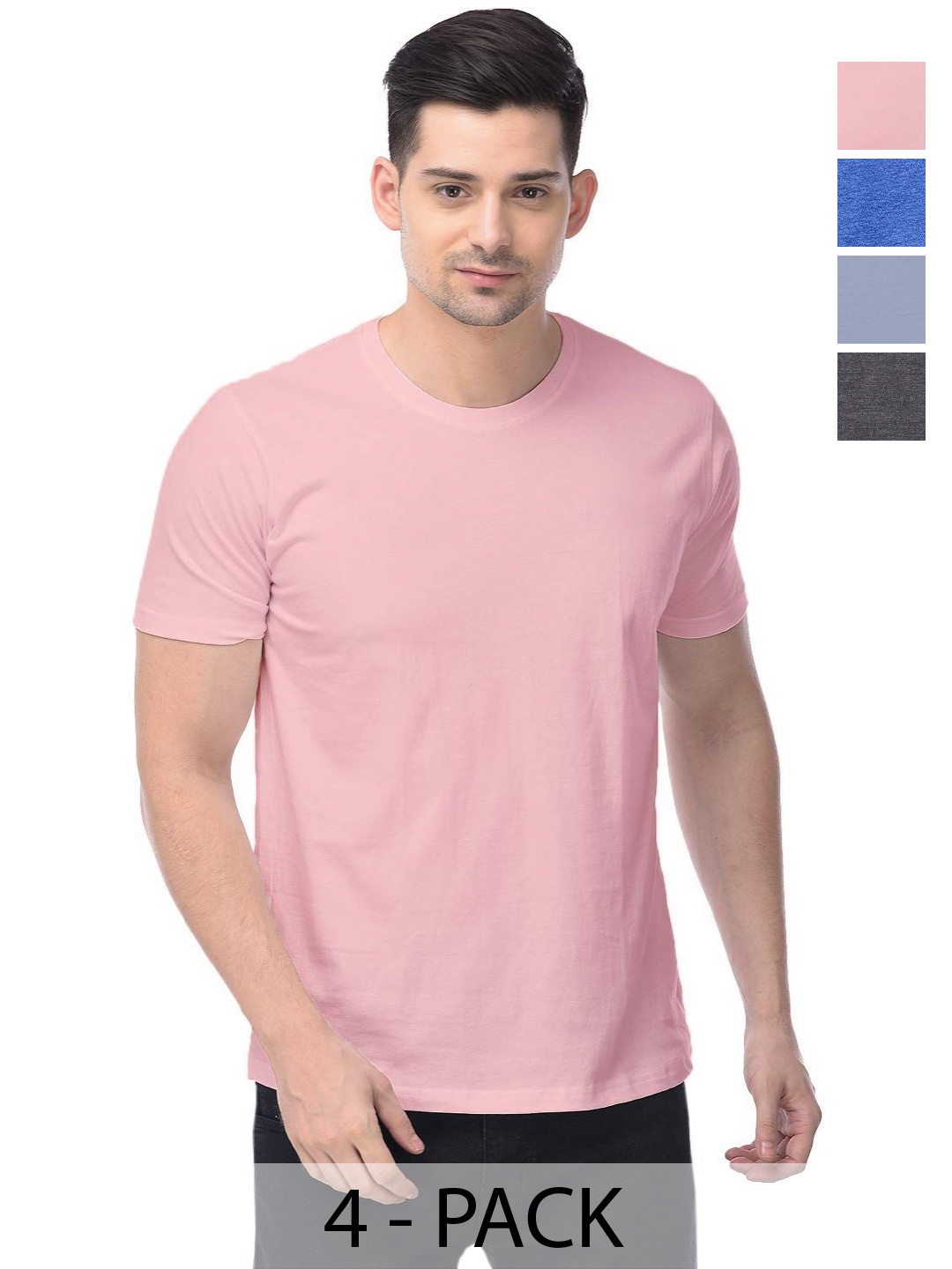 

COLOR CAPITAL Unisex Pack Of 4 Cotton T-Shirts, Peach
