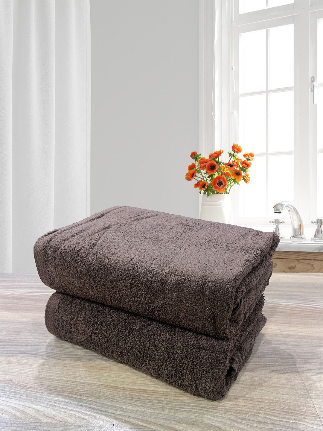 

LABHAM Brown 2 Pieces Pure Cotton 500 GSM Bath Towel