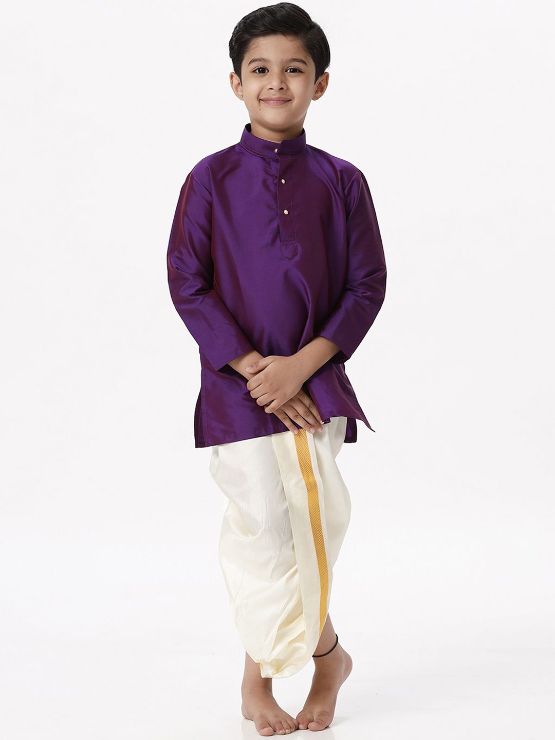 

Ramraj Boys Kurta With Panchakacham, Purple