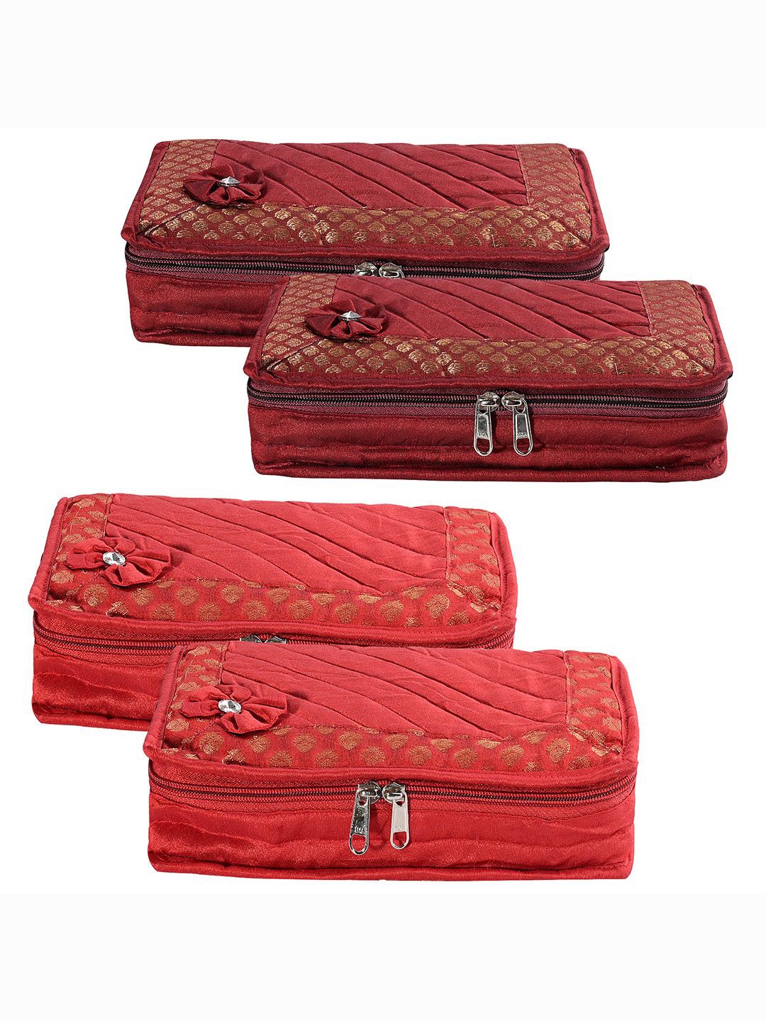 

Kuber Industries Maroon 4 Pieces Self Design Jewellery Organisers