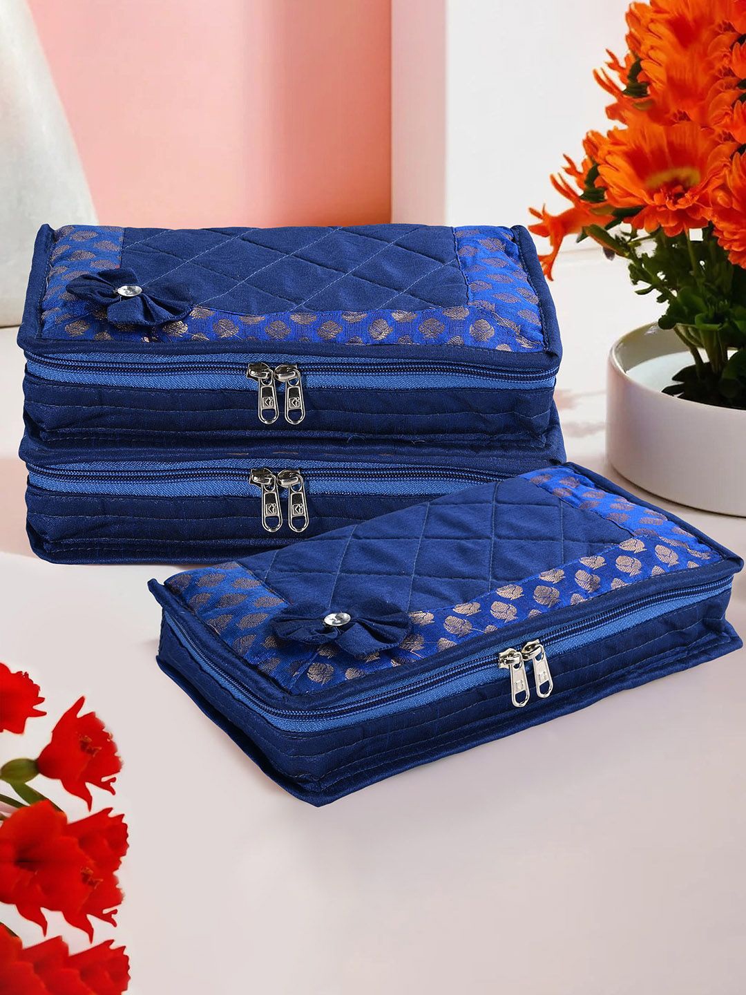 

Kuber Industries Blue 3 Pieces Jewellery Organisers