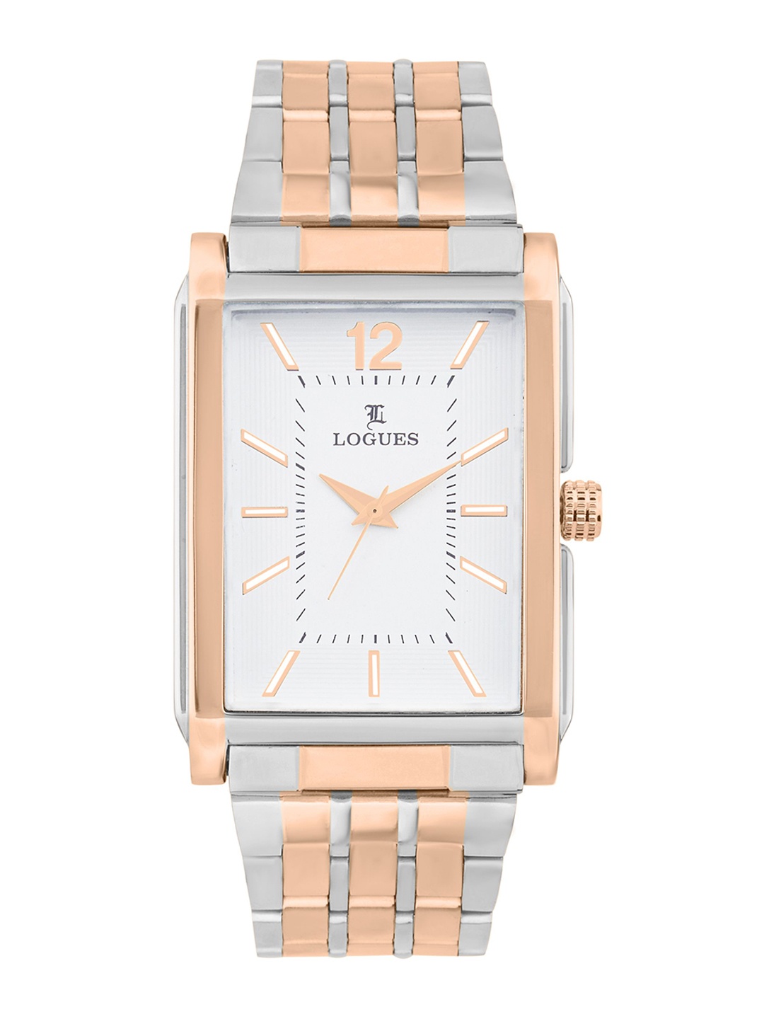 

L LOGUES Men Brass Dial & Bracelet Style Straps Analogue Watch G E-459 BWM-02, Rose gold