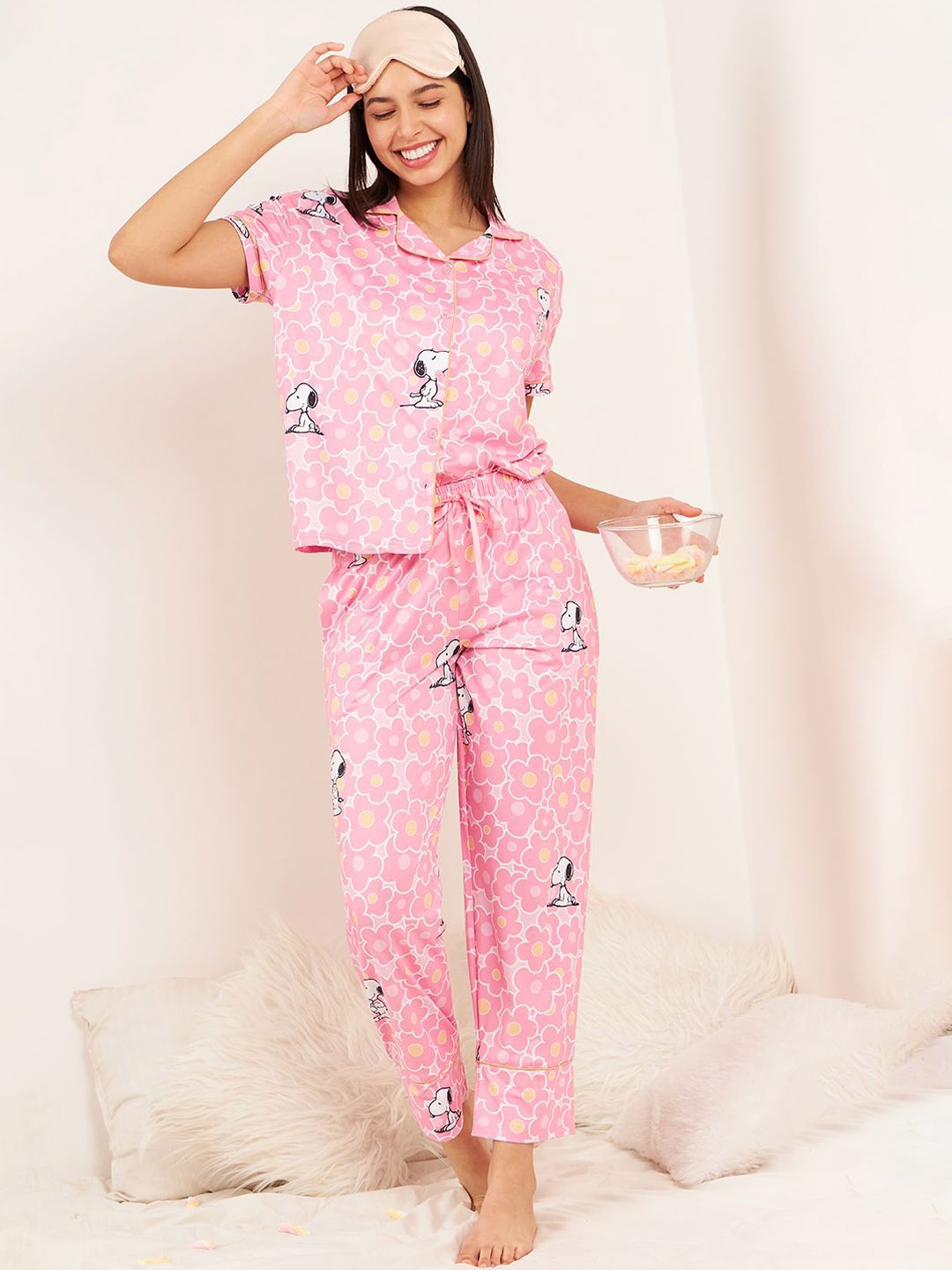 

Sweet Dreams Snoopy Blooms Pyjama Set, Pink