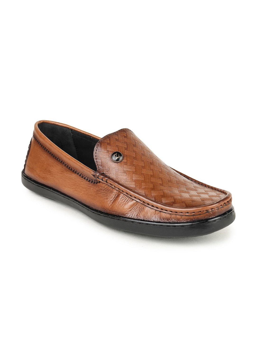 

BRITMEN Men Textured Leather Loafers, Tan