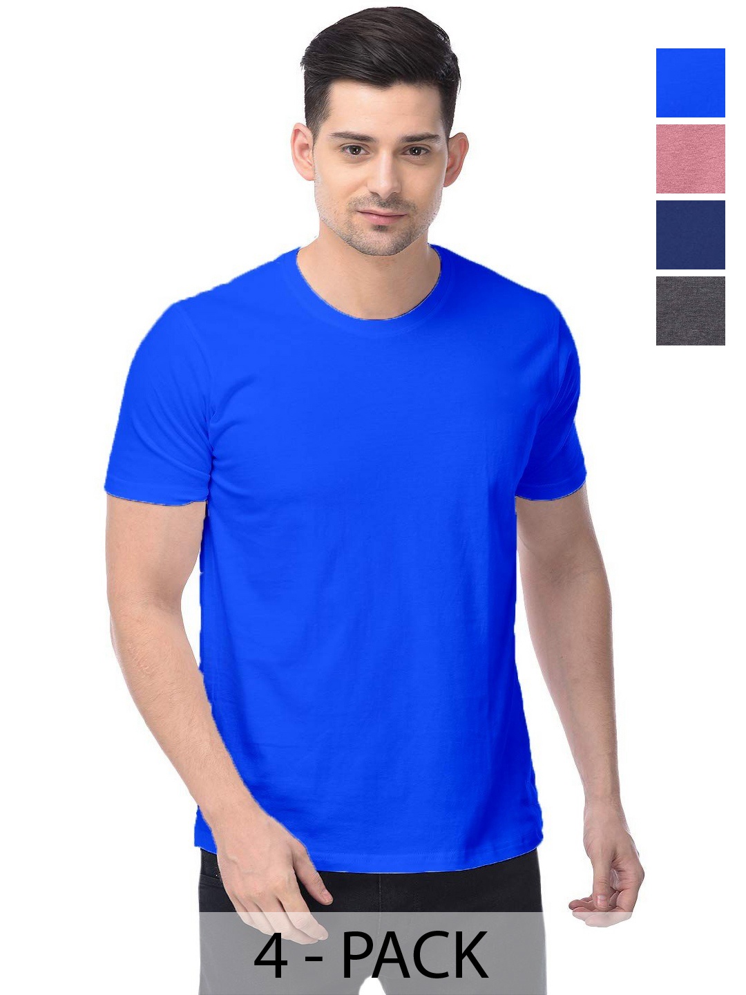

COLOR CAPITAL Unisex Pack Of 4 Cotton T-Shirts, Na