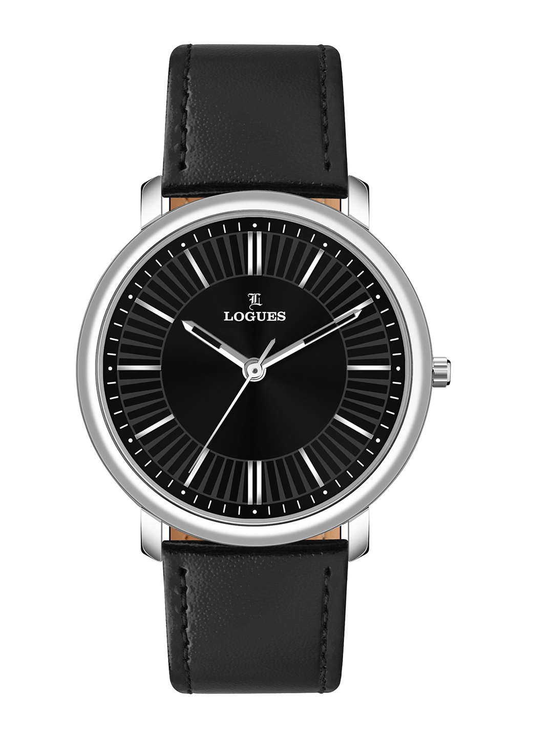 

L LOGUES Men Brass Dial & Leather Straps Analogue Watch G E-858 SL-03, Black
