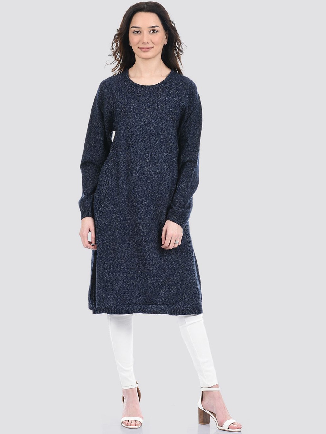 

American Eye Abstract Woven Design Acrylic Straight Kurta, Navy blue
