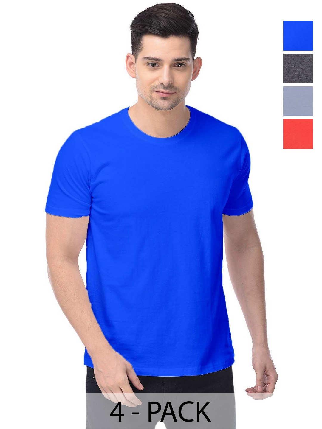 

COLOR CAPITAL Unisex Pack Of 4 Cotton T-Shirts, Na