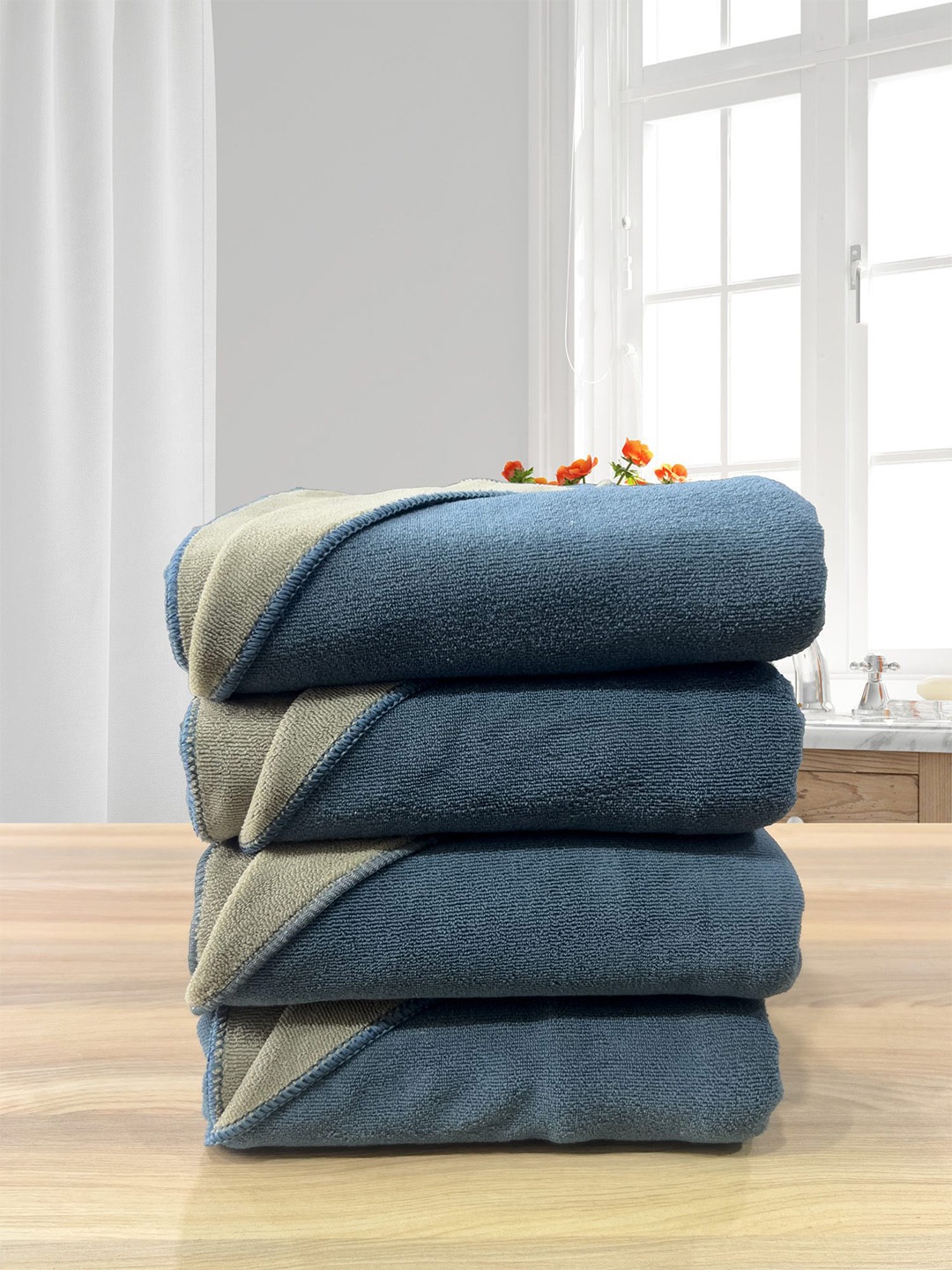 

LABHAM Euphoria Olive Green 4 Pieces 450 GSM Reversible Bath Towel