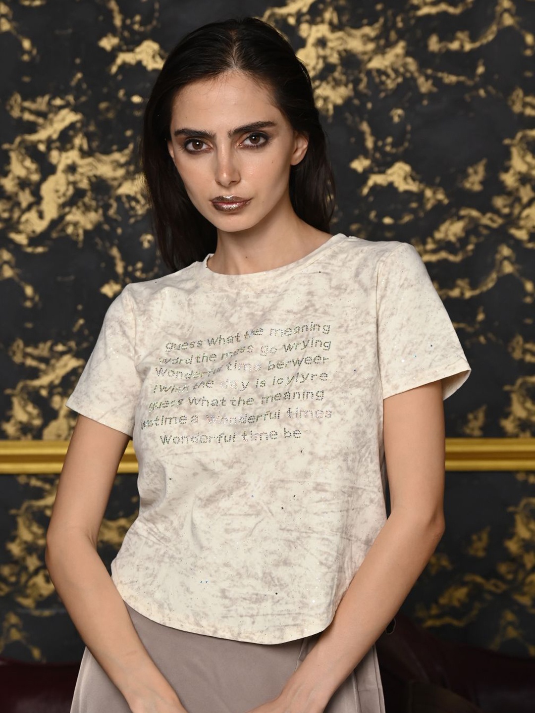 

ODETTE Floral Embellished Top, Cream