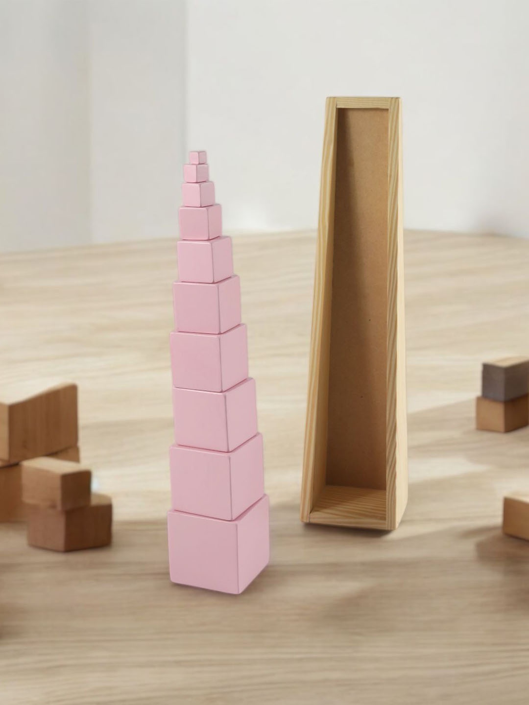 

LITTLE GINNIE Kids Tower Educational Wooden Toys, Pink