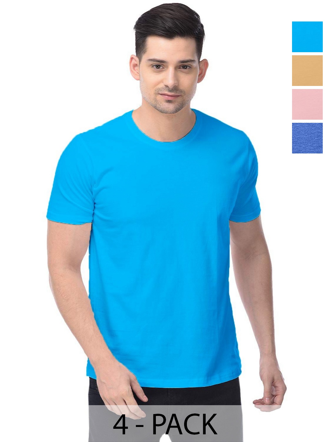 

COLOR CAPITAL Unisex Pack Of 4 Cotton T-Shirts, Na